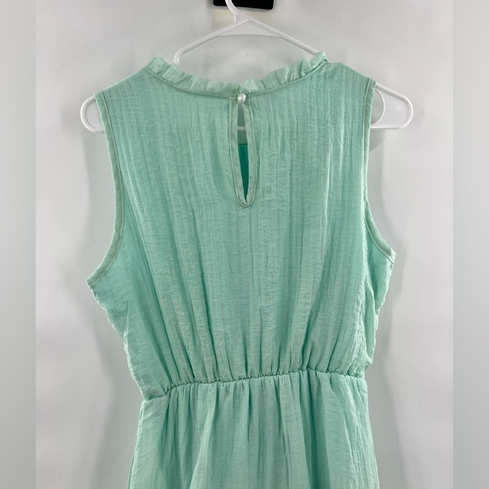 Green summer dress sleeves tiered ruched size M - Picture 9 of 12